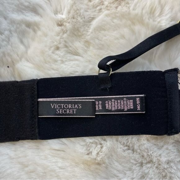 Victoria Secret Very Sexy Push Up Black & Cream Lace Bra Sz 34C EUC - Picture 6 of 7